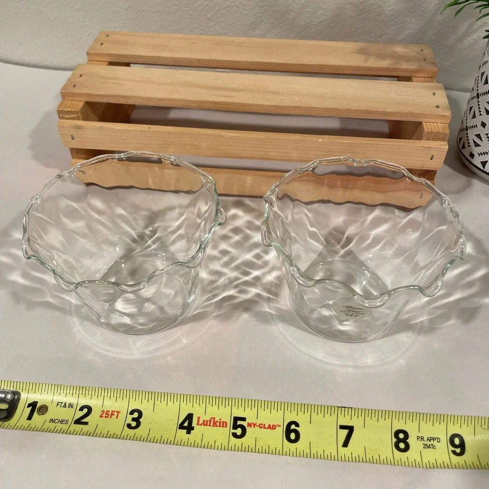 Pair (2) Princess House “Optic Waves” Clear Glass Votive Holders | Like New